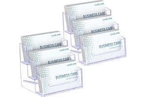 Uniclife 2 Pezzi Portacarte da Visita in Acrilico per Scrivania, 3 Scomparti. Supporto Trasparente per Uomo e Donna, Organizzatore per Ufficio/Casa/Esposizioni, Capacità 180 Carte.