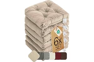 ETÉREA HIMMLISCHE QUALITÄT etérea Sitzkissen 42x42 cm 6er Set - Taupe 8 cm hoch - Bodenkissen für Indoor, Outdoor, Küche, Garten, Auflage - Heidi Stuhlauflage - 6 Stück Stuhlkissen 40x40 cm Taupe