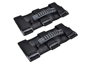 Tiardey - Juego de 2 manijas de Agarre compatibles con Jeep Wrangler TJ YJ JK, Dise?o de 3 Correas fácil de Ajustar para Modelos 1987-2020 (Negro)