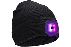 Brynnl 4 Berretto Luminoso a LED per Uomo e Donna, Berretto da Corsa Ricaricabile USB Berretto Luminoso a Mani libere Regalo Berretto Lavorato a Maglia Invernale con Lampada per Esterni
