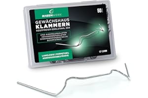 RASENWERK® - Pinces pour serres en acier inoxydable 304 (inoxydable) - 50 pièces - Pinces pour serres avec grande force de serrage - Accessoires pour serres - 95 x 40 mm - 1,6 mm d'épaisseur
