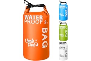 Uncle Paul Boat Dry Bags - Belongings Protection Waterproof Bag for Outdoor Drifting Boating Kayaking Fishing Rafting Swimming Camping Canoeing Surfing Mandarin Orange 2 Literes(0.4 UK gal)