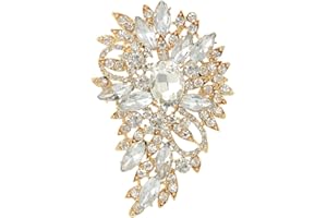 EVER FAITH Broche Forme Fleur avec Goutte d'Eau Style Délicat Fastueux Accessoire de Vêtement Cristal Strass Bijou Cadeau