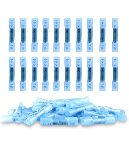 50 Cosses Thermorétractables 16-14 AWG - Connecteurs Étanches Bleus Pour Câbles Auto Et Électronique