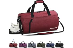 BECOJADDE Sporttaschen für Damen und Herren, 35L Reisetasche Duffel Bag Übernachtungstasche mit Schuhfach & Nassfach, wasserdichte Handgepäcktasche für Sport, Fitnessstudio, Schwimmen, Rotwein