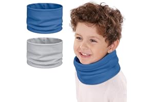 Kiiwah 2 Pezzi Scaldacollo Bambino, Cotone Sciarpe Bambini Scalda Collo Bambini Primavera Autunno Inverno Multifunzione Bandana Tubolare Unisex per Ragazzi e Ragazze 0-8 Anni