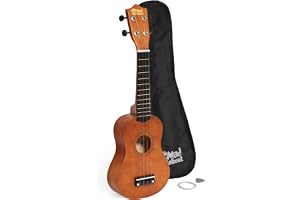 Mad About Ukulele naturlig | SU8-NT ukulele med ficka, plektrum och reservsträngar, kolsvarta strängar för bättre humör, perf