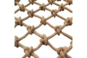 SSWZHANG Rete Intrecciata Corda Canapa Rete Protezione Canapa Interni Rete Decorativa in Corda di Canapa per Parco Giochi Rete di Protezione Reti da Carico in Rete Gigante da Gioco(Size:1*6m(3*20ft))