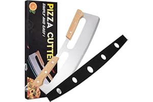 JOHOTONE Pizza Cutter 14" Pizza Slicer Stainless Steel Pizza Cutter Rocker with Double Wood Handle for Cutting Homemade Pizza Bread Cake