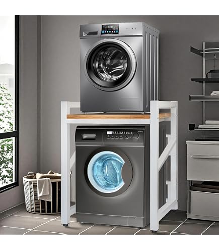 Supporto Per Lavatrice E Asciugatrice Sovrapposto 75x65x105cm – Kit In Acciaio Regolabile, Capacità 350 Kg