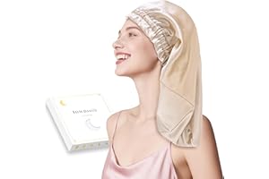 ‎TOWNSSILK townssilk Seidenhaube zum Schlafen, 100% 22 Momme Maulbeerseide, für Damen, luxuriös, atmungsaktiv, sitzt sicher über Nacht & druckfrei, ideal für lange & lockige Haare – Taupe 58cm