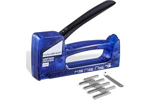 HAUSHOF Upholstery Staple Gun Tacker Kit - Light Duty Stapler for Wood, Fabric & Decoration - Includes 800 Staples Type 53 & Staple Remover
