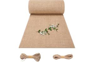 Jissta Camino de Mesa Arpillera 30cmx1000cm, Natural Tela Arpillera Vintage para mesa de yute para una boda al aire libre de estilo rústico