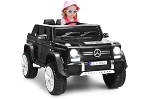 GOPLUS 12V Kinder Elektroauto Mercedes-Benz Maybach mit 2,4 Ghz Fernbedienung, Kinderfahrzeug mit Softstart, 2,5-5,5km/h, USB, MP3, LED-Licht, Sicherheitsgurt, für Kinder 3-8 Jahre alt (Schwarz)