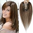 SEA SINGING Hair Toppers for Women Real Human Hair Toppers for Women with Thinning Hair Remy Toppers Hair Pieces for Women Human Hair clip on 100% Human Hair Toppers Dark Ash Brown(10inch, HL-6#)