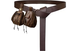 HiiFeuer Cintura medievale in rilievo con marsupio in rilievo nordico, cintura in similpelle vintage e tasca laterale per LARP