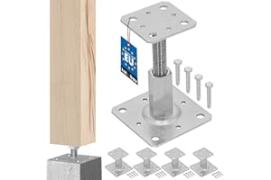 KOTARBAU® Set di 4 supporti per pali 80 x 80 mm, regolabili in altezza, 90 – 150 mm, zincati galvanici, da avvitare, piedini di sostegno, piedi di cemento, regolabili