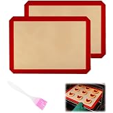 KQDRAVINE 2 Pieces Silicone Oven Mat, Includes a Silicone Brush, 30 x 40 cm Mat, Baking Mat, Reusable Baking Mat for Bread, M