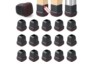 Ezprotekt Couvre-Pieds de Chaise 28-36mm, 32 PCS Protecteurs de Sol en Silicone, Capuchons de Pieds de Chaise Noirs, Fond en Feutre Doux Thermo Plastique élastomère (Fit 1-1.2", Carré)