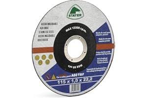 STAYER Disco abrasivo profesional para Inox-metal extrafino, Disco Extrafino Inox Estándar Ø115x1x22,2