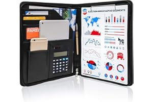 ‎GRADUATEPRO GraduatePro Klemmbrettmappe A4 mit Deckel Reißverschluss Leder Organizer Mappe Dokumentenmappe Ordner Clipboard Outdoor Schwarz