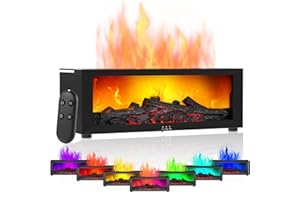POFIBO Kamin Diffusor - Aroma Diffuser für Ätherische Öle, Aroma Diffuser Kamin mit Flammeneffekt, Fernbedienung, 150ml Wassertank, 7 Farben LED Flammen Luftbefeuchter für Schlafzimmer, Zuhause, Büro