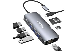 ABLEWE USB C Hub, 8 in 1 USB C to HDMI Multiport Adapter with 1000M Ethernet, 100W Power Delivery, SD/TF Card Reader, 3 USB 3.0 Ports Docking Station Compatible for MacBook Pro/MacBook Air/iPad Pro/XPS