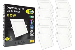 CLAR - Faretti LED da Incasso per Cartongesso, 3000°K, 22 cm, 20W Garanzia di 3 anni (Pack 10)
