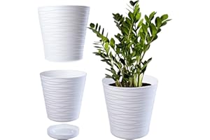 KADAX Pot de Fleurs en Plastique avec Soucoupe Incorporée, Pot de Plantes avec Conception Raffinée pour la Décoration d'Intérieur (30 cm, Blanc)