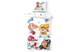 ‎CHARACTER WORLD Paw Patrol Biber Bettwäsche Set 135x200 + 80x80 cm – Flanell, Öko-Tex Zertifiziert, Reißverschluss – kuschelig weich & warm für Kinder | Paw Patrol Charaktere Chase Skye Marshall & Rubble