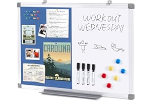 S SWANCROWN Swansea Notice Boards, Combination Felt and Magnetic Board Wall Mounted Pinboard for Home Office, Blue, 60x45cm