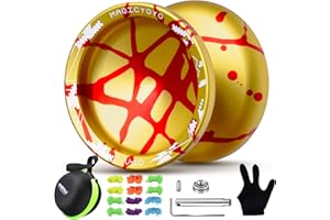 YOSTAR V10 Profi JoJo, Responsive & Unresponsive Trick JoJo mit Leerlauf und Kugellager, Dual-Purpose-JoJo für Kinder & Erwachsene, Metall Yoyo mit 12 Schnur, Lager-Kit, Handschuh & Hardcase