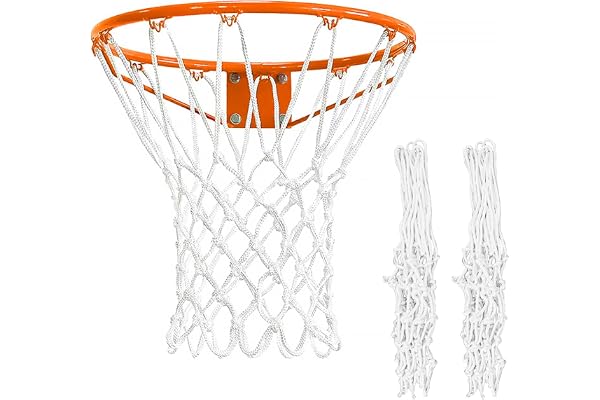 Yooyan 2 stycken basketnät, basketersättningsnät för standard 12 slingor basketkorg, basketnät för basketkorg inomhus och utomhus