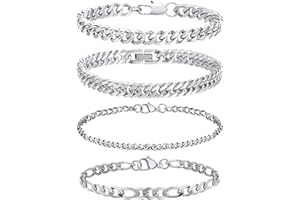 QJFHURB 4 Pcs Herren Armband Edelstahl Armband Herren Silber Armkette Herren Herren Schmuck Armband Herren Bracelet Herren Armband Armkette Herren Silber Herren Armband Edelstahl Armband Herren Silber