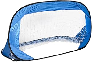 The Magic Toy Shop Pop Up Football Goal for Kids - Portable Folding Mini Goal with Reinforced Frame & Dacron Net - Indoor & Outdoor Blue Small Football Net for Garden, Beach, Soccer, 122 x 66 cm