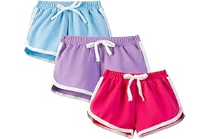 Gavena 3 Pack Girl Shorts Kids School PE Shorts Sport Athletic Summer Cotton Short Pants Dolphin Shorts for Little and Big Kids