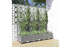 Cozynest Pflanzkübel mit Rankgitter Hellgrau 120x40x121,5 cm PP