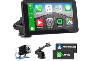 NFOIEIS Ekran Car Play do bezprzewodowego Carplay i Android Auto, 7-calowy ekran Carplay HD 1080P do samochodu, przenośny odtwarzacz samochodowy z kamerą cofania, Bluetooth, Mirror Link, sterowanie głosowe