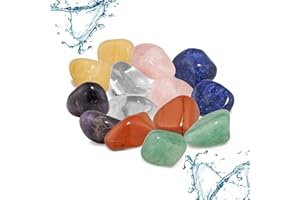 PURAJA Grand mélange de pierres à eau | Pierres de tambour 100% naturelles | Set de pierres de guérison avec les 7 pierres de chakra les plus populaires | 300g de pierres précieuses