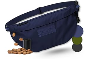 PiuPet® Leckerlitasche für Hunde I Stylische & wasserdichte Gassitasche Hunde mit 3 Reißverschlussfächern I 2-in-1 Bauchtasche Hundetraining & Umhängetasche I Mit herausnehmbare Innentasche (Blau)