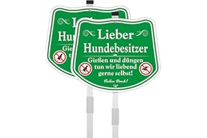 ANDCHI 2-Piece No Hundklo Signs Funny Signs Dog Sign for Garden Yard etc. Metal Sign with Aluminium Stake (Green, Size 24.6 x 29.6 cm)