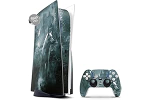 Skins4u Skin Design kompatibel mit Playstation 5 PS5 Disk Edition Vinyl Faceplate Skins für Konsole & Controller Aufkleber Folie PS5 Cover Ghost Wolf