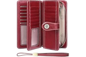 Portfel damski SENDEFN, portfel skórzany, duży, damski, z ochroną RFID, o dużej pojemności, długi portfel, z gniazdami na karty 24 i portfelem, odpinaną opaską na rękę, L, portfel blokujący RFID