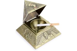 BSTKEY BTSKY Cendrier pyramidal rétro en métal avec couvercle coupe-vent, pour intérieur et extérieur (bronze vert)