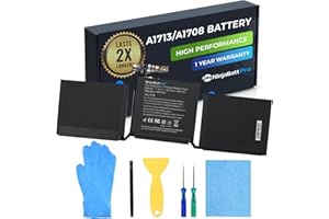 NinjaBatt Batteria A1713 A1708 per MacBook Pro 13" - A1708 (Fine 2016, Metà 2017) A2159 (2019) A2289 (Metà 2020) A2338 (M1 Fine 2020) - Prestazioni Durevoli [5000mAh/58.19Wh/11.41V]