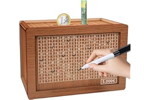 Atuoxing Skarbonka z licznikiem, Twoja skarbonka 3000/5000 euro, drewniana skarbonka wielokrotnego użytku, pudełko oszczędnościowe z cyframi, krzyżykiem dla dzieci i dorosłych