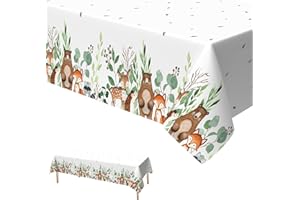 Xinvery Nappe Safari d'animaux Nappe Jetable Anniversaire Nappe en Plastique Papier Fournitures De Fête De Jungle pour Enfants Filles Anniversaire Baby Shower Décoration 137 X 274cm