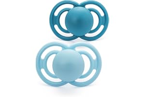 MAM Perfect Soothers | 18-36 Months | Pack of 2 | Comes in Dummy Steriliser Box | Sustainable Materials | Baby Accessories | Blue (Various Designs)