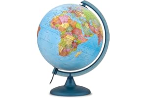 Tecnodidattica Night&Day - Mappamondo con doppia cartografia Politica e Costellazioni celesti, mappamondo accurato in lingua italiana, Diametro 25 cm