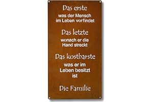 Rostikal Spruchtafel Familie 30x15 cm - Edelrost Metall Gartenschilder zum Hängen - Ideale Gartendeko Geschenk als robuste und wetterfeste Garten Rost Deko